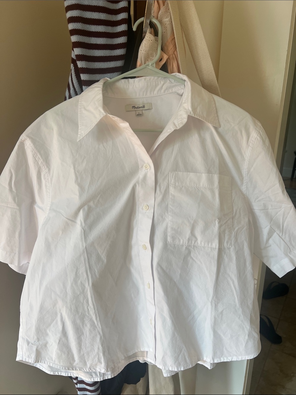 Madewell White Button-Up Short Sleeve Shirt NWT